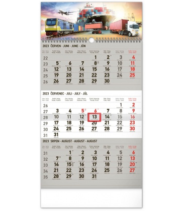 Nástěnný kalendář 3měsíční Spedice šedý – s českými jmény 2023