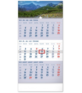 Wall calendar 3-mesačný Tatry modrý – so slovenskými menami SK 2023