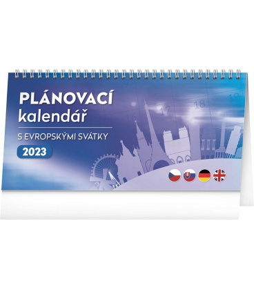 Table calendar Plánovací s evropskými svátky 25 × 12,5 cm