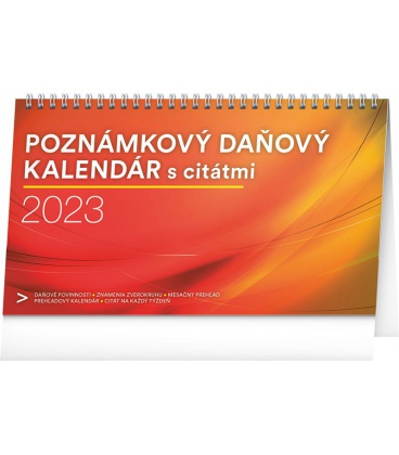 Stolní kalendář Poznámkový daňový s citátmi 2023