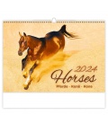 Nástěnný kalendář Horses/Pferde/Koně/Kone 2024
