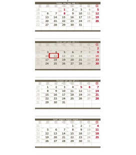 Wall calendar Grey 4 monthly - folded  / Čtyřměsíční skládaný šedý 2024