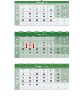 Nástěnný kalendář Tříměsíční GREEN/Trojmesačný GREEN 2024