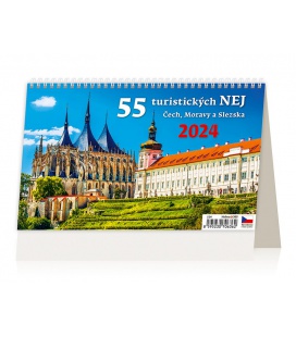 Table calendar 55 turistických nej Čech, Moravy a Slezska 2024