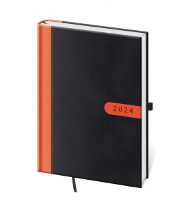 Weekly Diary A5 Bora - black, orange 2024