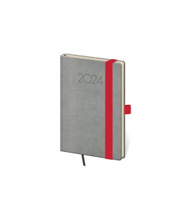 Pocket-Wochentagebuch-Terminplaner New Praga - dunkel grau, rot 2024