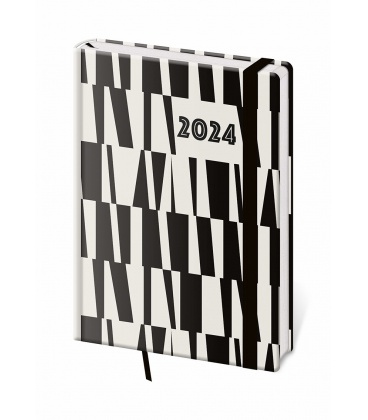Weekly Diary A5 Vario - 18 BLACK and WHITE s gumičkou 2024