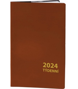 Pocket diary fortnightly PVC - brown 2024