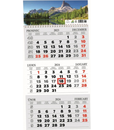 Nástěnný kalendář Tříměsíční s okénkem 2024
