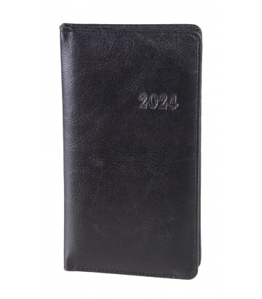 Weekly Pocket Diary A6 koženka "obšitá" black 2024
