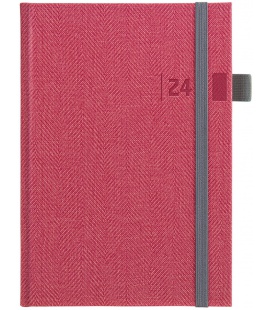 Tagebuch - Terminplaner A5 Tweed rot, grau 2024