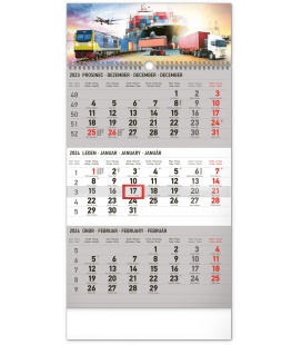 Nástěnný kalendář 3měsíční Spedice šedý – s českými jmény 2024