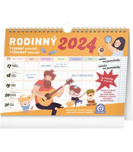 Stolní kalendář Týdenní rodinný plánovací kalendář s háčkem 2024