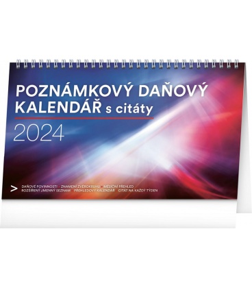 Table calendar Poznámkový daňový s citáty 2024