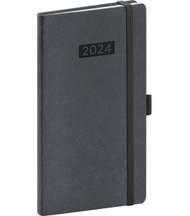 Pocket-Wochentagebuch-Terminplaner Diario grau, schwarz 2024