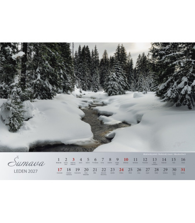 Nástěnný kalendář Šumava, fotografie Jiří Plachý 2027 2