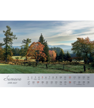 Nástěnný kalendář Šumava, fotografie Jiří Plachý 2027 10