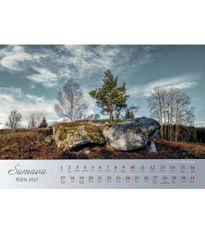 Nástěnný kalendář Šumava, fotografie Jiří Plachý 2027 11