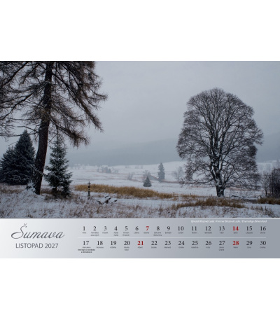 Nástěnný kalendář Šumava, fotografie Jiří Plachý 2027 12
