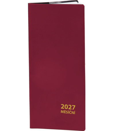 Diář kapesní měsíční PVC - bordó 2027 - ADM207-27 1