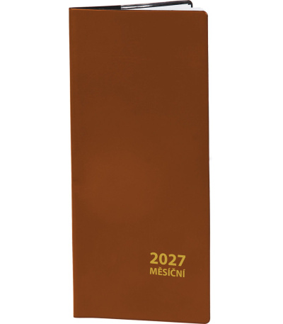 Diář kapesní měsíční PVC - hnědá 2027 - ADM210-27 1