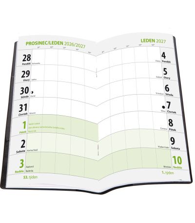 Diář kapesní čtrnáctidenní lamino - Z... - ADT225-27 2