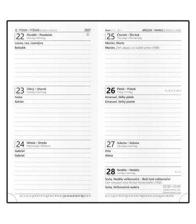 Diář týdenní kapesní -Jakub - ForMen ... - BTJ30-31-27 2