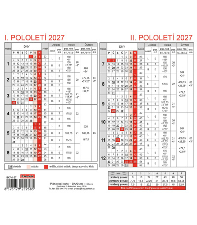 Stolní kalendář Plánovací karta 2027 - BKA0-27 1